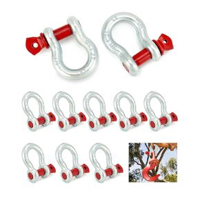 QWORK 5/16" Anchor Shackle with Alloy Screw Pin - Forged Carbon Steel, 10 Pack D-Ring Shackles 0.75 Ton 1500 lbs Working Load Limit