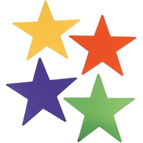 Fun Express - 12" Assorted Cardboard Star Decor 12pc for Party - Party Decor - Wall Decor - Cutouts - Party - 12 Pieces