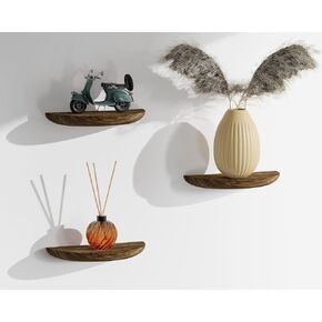 Solid Wood Half Round Rustic Floating Shelves, Natural Wood Wall Shelves, Elevate Your Space. Perfect for Living Rooms, Bathrooms, Bedrooms, Offices, Children's Rooms,Pictures Plants Books