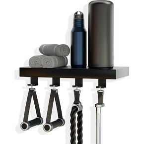16 inch Tonal Accessory Floating Shelf Black - with 6 Brackets/Mounts/Clips pre-Installed