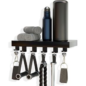 16 inch Tonal Accessory Floating Shelf Black - with 6 Brackets/Mounts/Clips pre-Installed