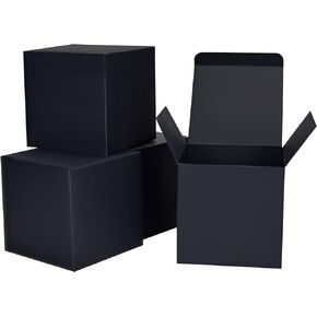 HUAPRINT Black Gift Box,Gift Boxes with Lids 5x5x5inch,24pcs Paper Gift Box Bulk,Gift Boxes for Presents,Birthday,Bridesmaid Proposal,Groomsmen Engagements,Baby Showers,Christmas,Wedding Party Favor,Cupcake,Crafting,Holidays