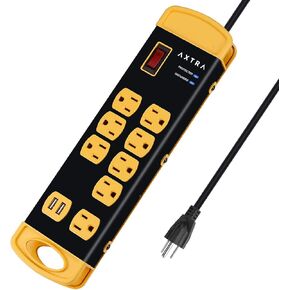 شريط طاقة معدني مزود بـ 8 منافذ مع منافذ USB، وسلك تمديد عالي التحمل بطول 9 أقدام، 1800 جول، 1875 وات/15 أمبير قابل للتركيب على الحائط للمنزل والمكتب والمدرسة وسطح المكتب للكمبيوتر [مدرج في قائمة ETL] in Kuwait