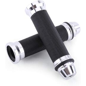 7/8" Motorcycle Handlebar Grips, Keenso CNC Aluminum Rubber Hand Grips, Universal Antiskid Handlebars Hand Grips Rubber Gel Handlebar for Handle Bar Bike Bicycle