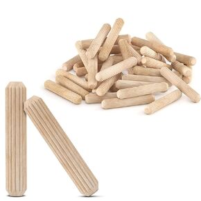 PXBBZDQ Wooden Dowel Pins 100 Pcs Fluted Wood Dowel Pins, Made of Hardwood (1/4" x 1 1/4")
