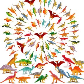 300 Pcs Mini Dinosaur Figures Kids Valentines Day Gifts Mini Dinosaur Toys Bulk Dinosaur Cupcake Toppers Small Plastic Dino Party Favors for Valentine's School Classroom Exchange Gift Birthday Party
