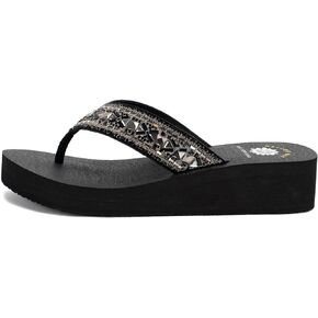 Yellow Box Women's Lira Wedge Sandal, Medium Heel Flip-Flop, Round Toe, MellowMat Collection