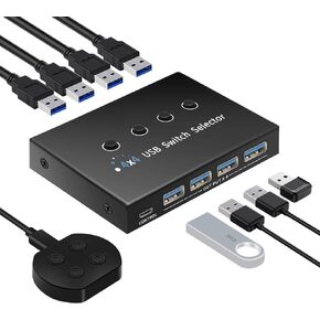 USB 3.0 Switch 4 Computers 3 Computers Keyboard Mouse Switch,4 Port USB Switch Selector Sharing 4 USB Devices,USB Switcher Compatible with Mac/Windows/Linux,with Desktop Controller and 4 USB Cable.