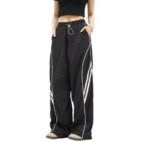 Womens Baggy Sweatpants Trendy Y2k Track Pants Wide Leg Cargo Joggers Harajuku Parachute Pants Streetwear