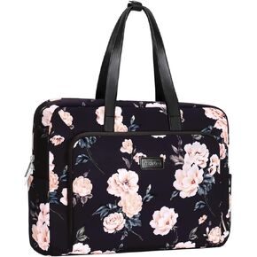 MOSISO Laptop Tote Bag Compatible with MacBook Air 15 inch M3 M2/Pro 16 M4 M3 M2 M1 2025-2019, 15-15.6 inch Notebook, Camellia Travel Work Briefcase with Front Pocket & PU Handle, Black