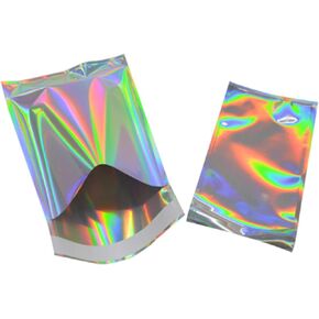 PABCK 100 Pack 4.5×6.5+1.57 inch Holographic Metallic Poly Mailers Self Sealing Packaging Foil Glitter Bags Shipping Envelopes Mailing Storage Pouches for Shipping Packaging