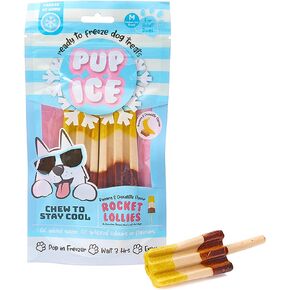 Pup Ice- Ready to Freeze at Home Dog Treats-Edible Chews for Small Breed Dogs & Puppies with Real Chicken to Keep Your Pup Cool Year Round, Fruity Lollies Watermelon Flavor, 3pcs