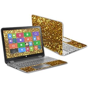 Mightyskins Skin Compatible with Hp Envy X360 15.6" (2014) Wrap Cover Sticker Skins Gold Glitter