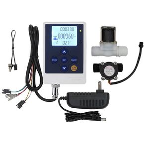 DIGITEN Water Flow Control LCD Display+1/2"Flow Sensor Meter+1/2"Solenoid Valve+12V Power