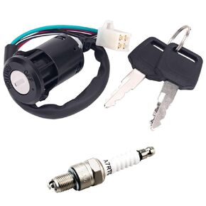AHL 4 Pin Ignition Key Switch & Spark Plug for 50cc 70cc 90cc 110cc 125cc 150cc Tao Tao Coolster Coleman Baja Hawk Sunl Chinese ATV Quad 4 Wheeler Dirt Bike ATV & Scooter Parts