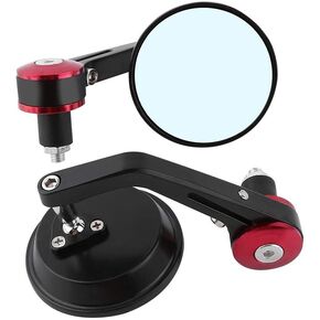 Kimiss Universal Motorcycle Rearview Mirrors, 1 Pair 7/8in Round Handlebar Bar End Rear View Mirrors Motorcycle Scooter Sidemirror (Black Case+ Red Bar End) royal alloy scooter mirrors
