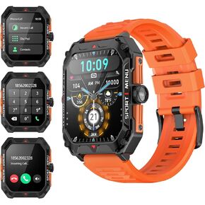 Military Smart Watch for Men(Answer/Make Call) 2.02" Smartwatch with Heart Rate Blood Oxygen Sleep Monitor 128 Sports Modes Fitness Tracker Step Calorie Counter IP68 Waterproof for Andriod iPhone