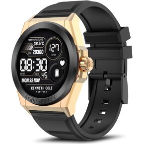 BRIBEJAT Smart Watch for Men Real-time Heart Rate Monitor 44mm Fitness Tracker (Stainless Steel Case) with Pedometer/SpO2/Sleep Monitor Compatible with iPhone Samsung Android Phone, Gold+Black