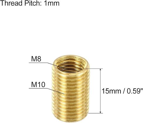 PATIKIL M10 to M6 Fine Thread Adapter Reducer Thread Reducing Nuts Insert, 5 Pack 15mm Threaded Hollow Tube Adapter Brass Coupler Connector Pipe Fitting in Saudi Arabia