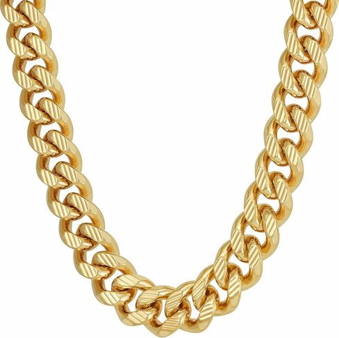 LIFETIME JEWELRY 11mm Designer Diamond Cut Miami Curb Cuban Link Chain Necklace 24k Gold Plated in Saudi Arabia