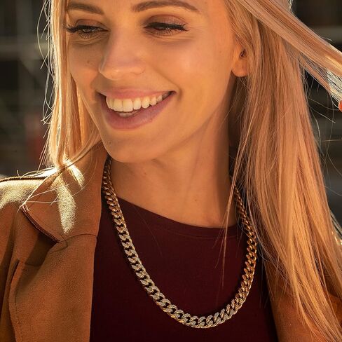 LIFETIME JEWELRY 11mm Designer Diamond Cut Miami Curb Cuban Link Chain Necklace 24k Gold Plated in Saudi Arabia