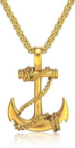 Feraco Anchor Necklace for Men Vintage Navy Nautical Pirate Pendant Stainless Steel Anchor Chain Necklace, 21.6 inch in Saudi Arabia