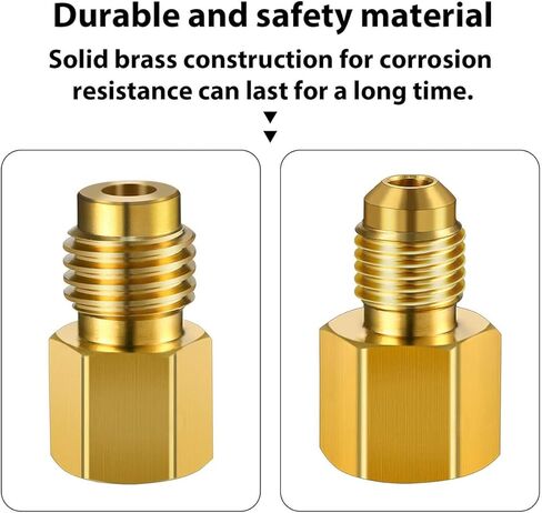 قطعتان من محول خزان تبريد السيارة النحاسي 6015 وقطعتين من محول مضخة التفريغ 6014، محولات تركيب السيارة R134A إلى R12/R22، 1/2 بوصة أنثى إلى 1/4 بوصة ذكر مضيئة و1/4 بوصة أنثى مضيئة إلى 1/2 بوصة ذكر in Kuwait