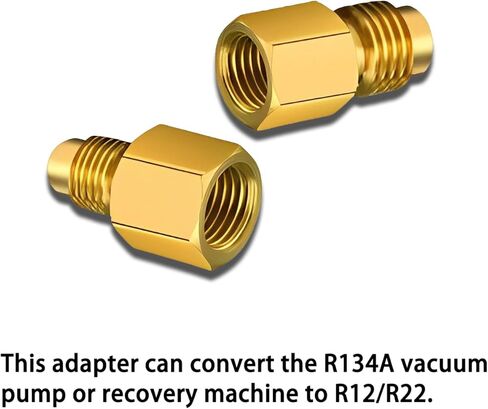 قطعتان من محول خزان تبريد السيارة النحاسي 6015 وقطعتين من محول مضخة التفريغ 6014، محولات تركيب السيارة R134A إلى R12/R22، 1/2 بوصة أنثى إلى 1/4 بوصة ذكر مضيئة و1/4 بوصة أنثى مضيئة إلى 1/2 بوصة ذكر in Kuwait