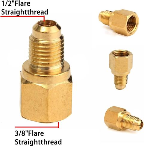 قطعتان من محول خزان تبريد السيارة النحاسي 6015 وقطعتين من محول مضخة التفريغ 6014، محولات تركيب السيارة R134A إلى R12/R22، 1/2 بوصة أنثى إلى 1/4 بوصة ذكر مضيئة و1/4 بوصة أنثى مضيئة إلى 1/2 بوصة ذكر in Kuwait