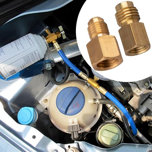 قطعتان من محول خزان تبريد السيارة النحاسي 6015 وقطعتين من محول مضخة التفريغ 6014، محولات تركيب السيارة R134A إلى R12/R22، 1/2 بوصة أنثى إلى 1/4 بوصة ذكر مضيئة و1/4 بوصة أنثى مضيئة إلى 1/2 بوصة ذكر in Kuwait