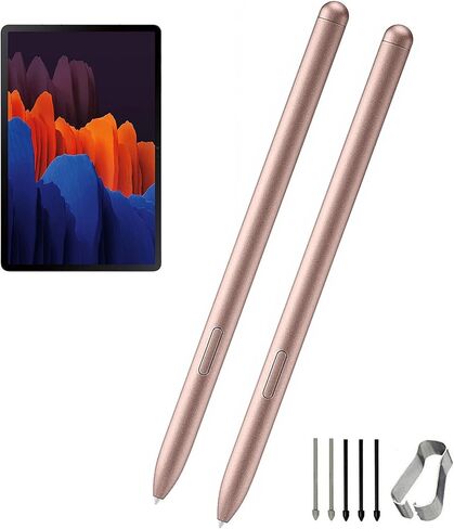 قطعتان من قلم Galaxy Tab S7 بديل لقلم Samsung Galaxy Tab S7، Tab S7+، Tab S7 FE جميع الإصدارات بدون قلم بلوتوث S + نصائح/أطراف (أسود) in Kuwait