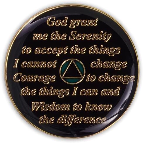 4 Year Sobriety Coin | Triplate AA Chip Recovery Anniversary Token (Black) in Saudi Arabia