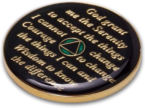 4 Year Sobriety Coin | Triplate AA Chip Recovery Anniversary Token (Black) in Saudi Arabia