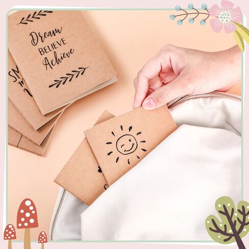 Outus 24 Set Kraft Pocket Notebook with Clear Plastic Bags 12 Designs A6 Mini Composition Notebook Lined Journals Graduation Gifts for Students Kids Women Stuff 4 x 5.5 Inches, 64 Pages in Saudi Arabia