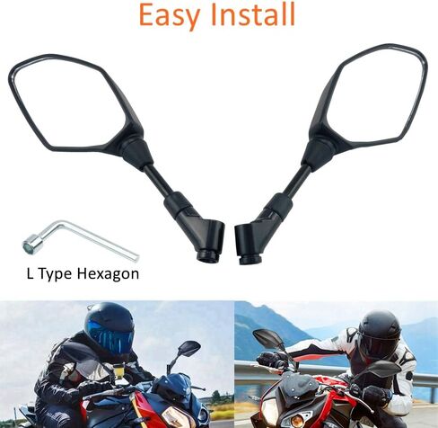 مرآة الرؤية الخلفية المحدبة للدراجة النارية مع مسامير عكسية قياسية 8 مم 10 مم متوافقة مع YZF-R1 YZF-R3 YZF-R25 YZF-R6 Grom CBR125R 150R 250R 300R 250RR 400 in Kuwait