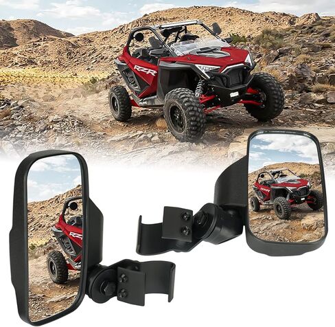 مرايا جانبية Youx Moto UTV متوافقة مع Polaris Ranger XP 900 1000 570 500 General، مناسبة لمرايا الرؤية الجانبية Can Am Defender Maverick القابلة للتعديل (شريط على شكل) in Kuwait