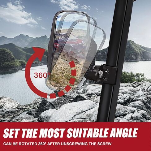 مرايا جانبية Youx Moto UTV متوافقة مع Polaris Ranger XP 900 1000 570 500 General، مناسبة لمرايا الرؤية الجانبية Can Am Defender Maverick القابلة للتعديل (شريط على شكل) in Kuwait