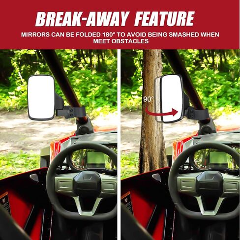 مرايا جانبية Youx Moto UTV متوافقة مع Polaris Ranger XP 900 1000 570 500 General، مناسبة لمرايا الرؤية الجانبية Can Am Defender Maverick القابلة للتعديل (شريط على شكل) in Kuwait