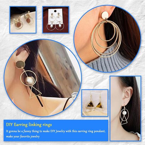 100Pcs Earring Beading Hoops for Jewelry Making,50Pcs Round Earrings Findings Hoops 50Pcs Triangle Earring Beading Hoops for DIY Craft Jewelry Making,Earring Necklace,Crafts Supplies (Gold K) in Saudi Arabia