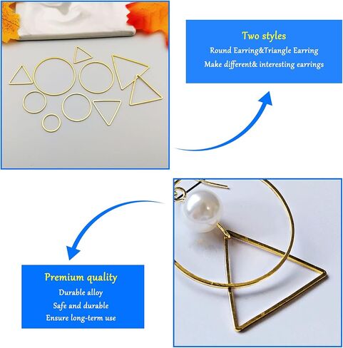 100Pcs Earring Beading Hoops for Jewelry Making,50Pcs Round Earrings Findings Hoops 50Pcs Triangle Earring Beading Hoops for DIY Craft Jewelry Making,Earring Necklace,Crafts Supplies (Gold K) in Saudi Arabia