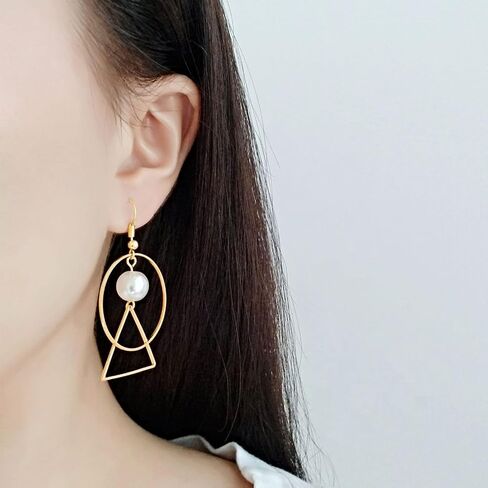 100Pcs Earring Beading Hoops for Jewelry Making,50Pcs Round Earrings Findings Hoops 50Pcs Triangle Earring Beading Hoops for DIY Craft Jewelry Making,Earring Necklace,Crafts Supplies (Gold K) in Saudi Arabia