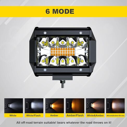 LED Light Bar 4PCS 4'' Inch White/Amber Yellow LED Pods Equivalent to 240-Watt Strobe Light Driving Fog Lights Triple Row Off Road Lights with Six Modes for SUV ATV UTV Trucks Pickup Lamp in Saudi Arabia