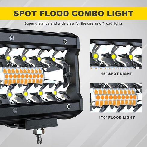LED Light Bar 4PCS 4'' Inch White/Amber Yellow LED Pods Equivalent to 240-Watt Strobe Light Driving Fog Lights Triple Row Off Road Lights with Six Modes for SUV ATV UTV Trucks Pickup Lamp in Saudi Arabia