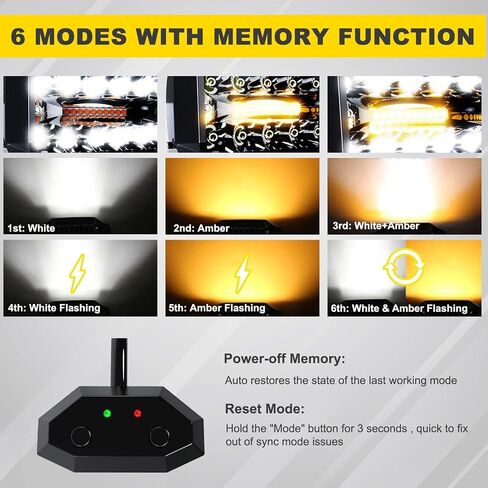 LED Light Bar 4PCS 4'' Inch White/Amber Yellow LED Pods Equivalent to 240-Watt Strobe Light Driving Fog Lights Triple Row Off Road Lights with Six Modes for SUV ATV UTV Trucks Pickup Lamp in Saudi Arabia