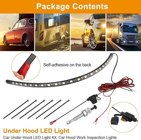 Linkstyle تحت غطاء محرك السيارة أدى ضوء العمل عدة، 12V غطاء محرك السيارة العمل التفتيش قطاع مصباح مع التلقائي تشغيل / إيقاف العالمي للماء Underhood شريط ضوء العمل لشاحنة جيب سيارات الدفع الرباعي على الطرق الوعرة قارب بيك اب البضائع in Saudi Arabia