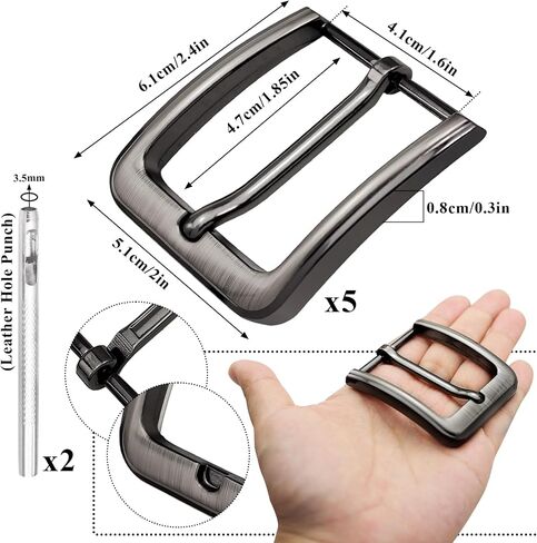 5 Pieces 1.5 Inches(38 mm) Belt Buckles Replacement Single Prong Square Buckle Set Heavy Duty for Belt Men Women in Saudi Arabia