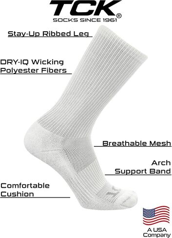 TCK 3 Pair Work & Athletic Crew Socks (White, Medium) in Kuwait