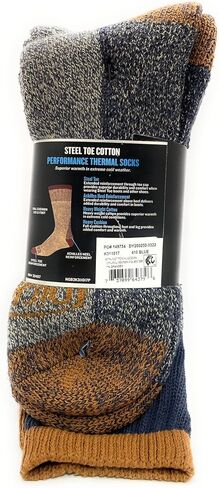 Dickies Genuine Men’s 3-Pairs Steel Toe Crew Performance Thermals Socks, Cotton , Multicolor (Navy & Gray) Pack of 1 in Saudi Arabia