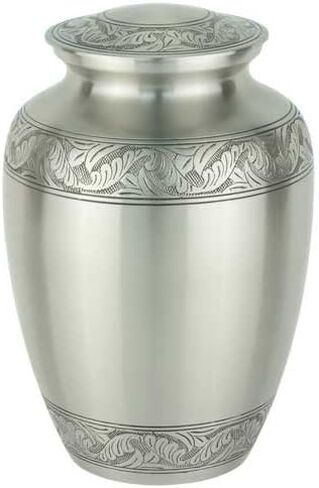 Feather Band Cremation Urn for Ashes in Pewter - Extra Large, Brass, Silver Urn, Extra Large Adult Sized Cremation Urn, 12 Inches High in Saudi Arabia