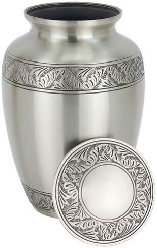 Feather Band Cremation Urn for Ashes in Pewter - Extra Large, Brass, Silver Urn, Extra Large Adult Sized Cremation Urn, 12 Inches High in Saudi Arabia